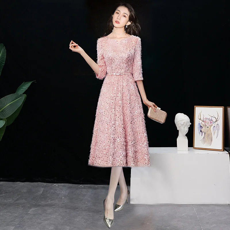 pink and black formal dress