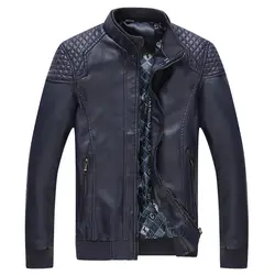 Новые поступления зима-осень кожаная куртка Для мужчин мотоцикл Кожаные куртки пальто jaqueta высокое качество