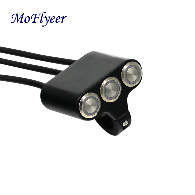 

MoFlyeer Motorcycle Switches 22mm Handlebar Mount Switch Headlight Hazard Fog Light ON-OFF Aluminum Alloy With Indicator Light