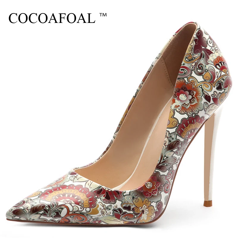 

COCOAFOAL Women's High Heels Shoes Woman Fashion Sexy Party Wedding Pumps Autumn 12 CM Woman High Heels Shoes Plus Size 43 White