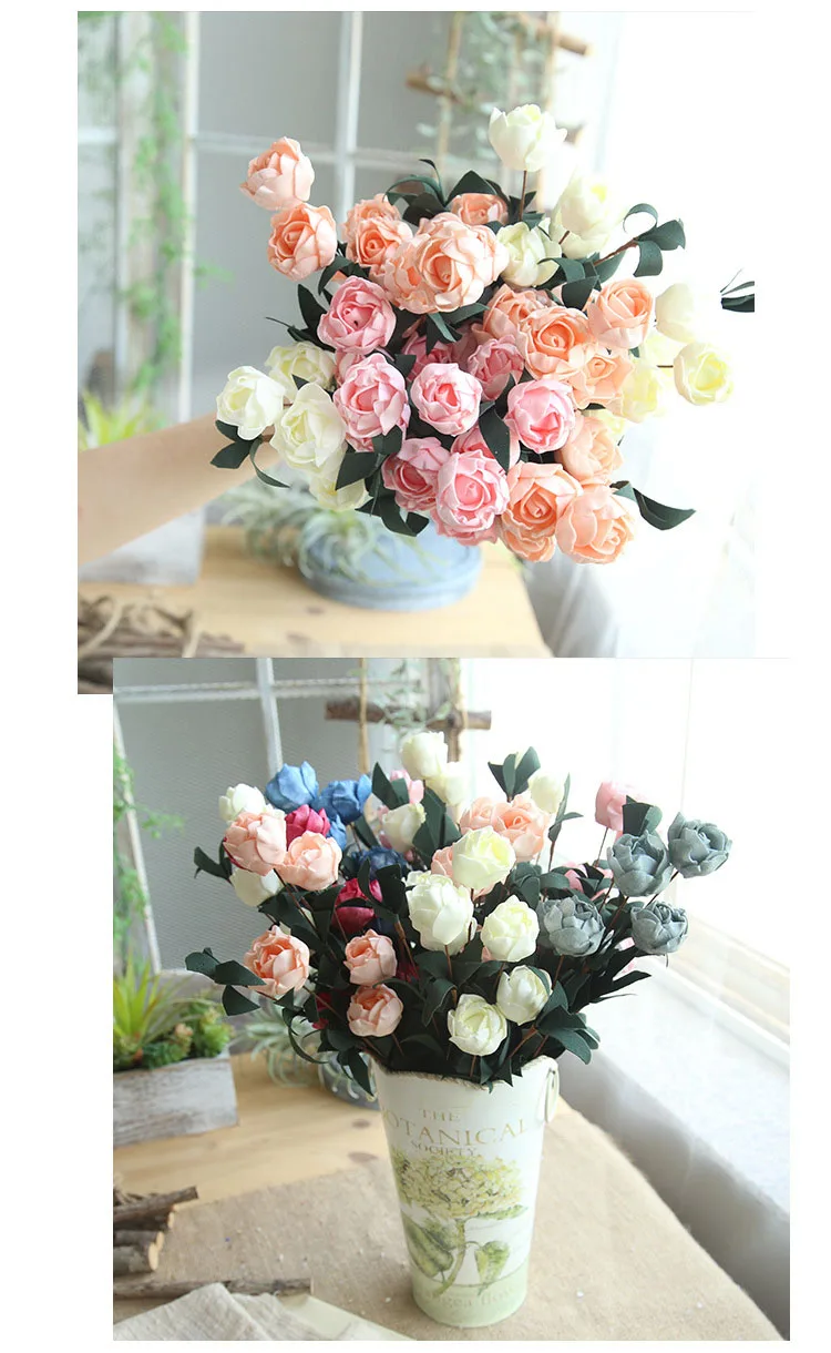 6 головки pe розовая Цветочная ветка искусственные цветы для свадебного украшения Пластиковые цветы домашние декоративные искусственные цветы