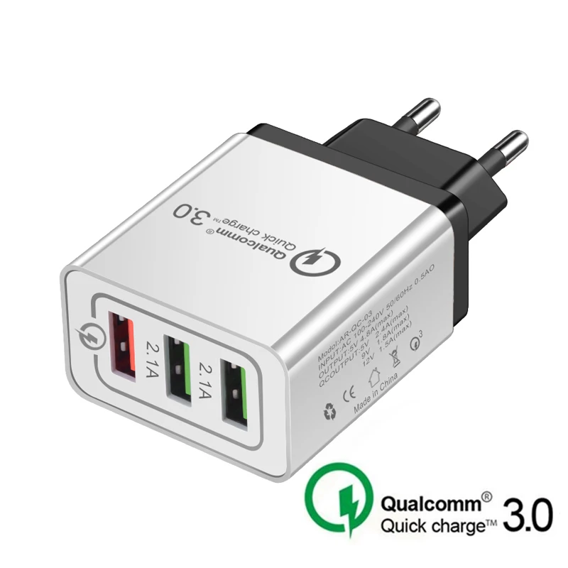 

3 USB Charger quick charge 3.0 for iPhone X 8 7 iPad Fast Wall Charger for Samsung S9 Xiaomi Redmi 8 Huawei Mobile Phone Charger