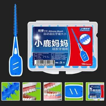 

Useful Interdental Brush 16Pcs Toothpick Tooth Flossing Head Oral Dental Hygiene Brush Tooth Cleaning Tool