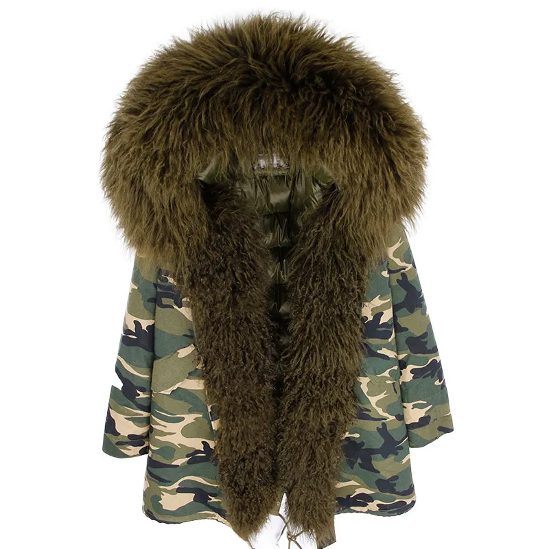 Зимняя женская куртка, длинная парка, Воротник из натурального Лисьего меха, капюшон, толстая верхняя одежда, брендовая Повседневная парка, пальто на утином пуху - Цвет: Color 13