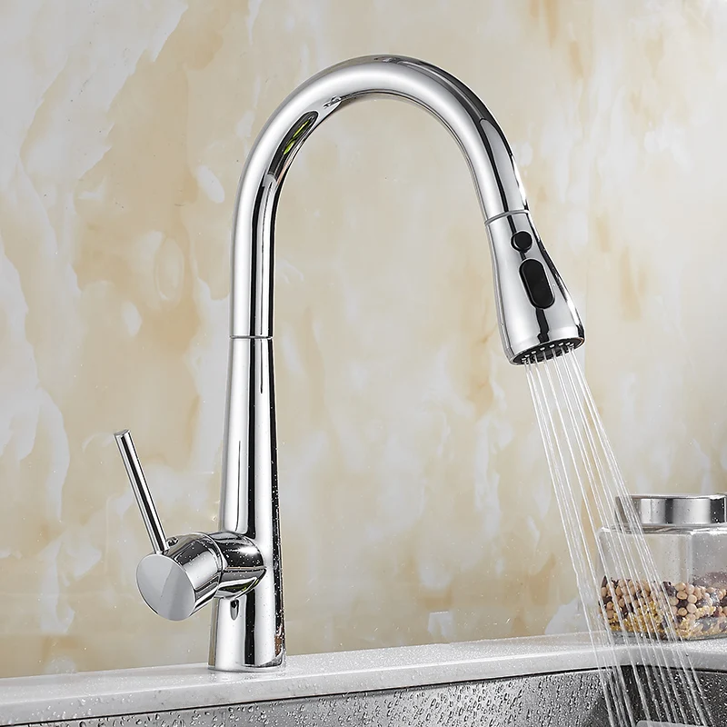 

Kitchen Faucets Single Handle Black/Chrome Pull Out Kitchen Faucet Single Hole Handle Swivel 360 Degree Sink Mixer Tap Mixer Tap
