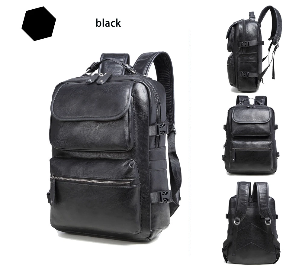 

2017 Brand Preppy Style fashion Leather School Backpack Bag For College Simple Design Men Casual Daypacks mochila male New