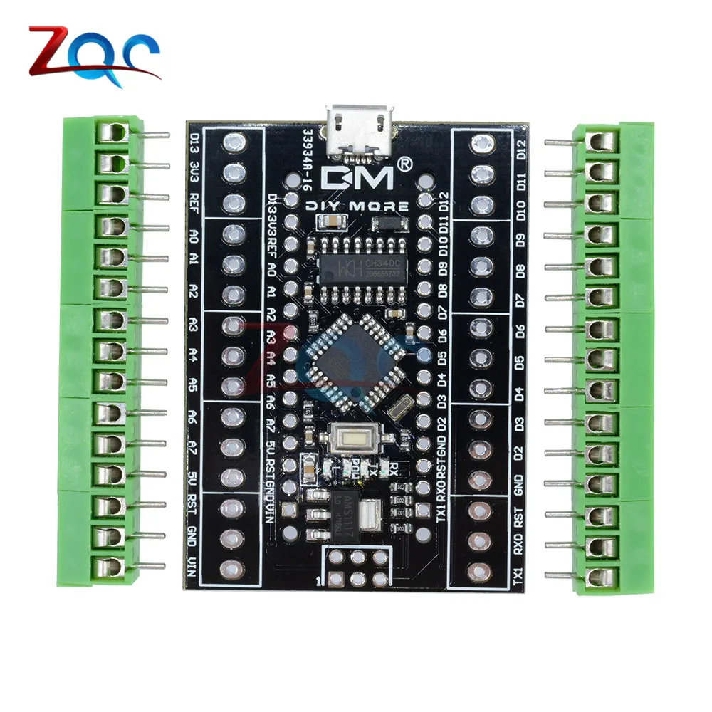 Micro USB Atmega328P Nano V3.0 CH340 драйвер с адаптером клеммой Плата расширения 2 в 1 модуль