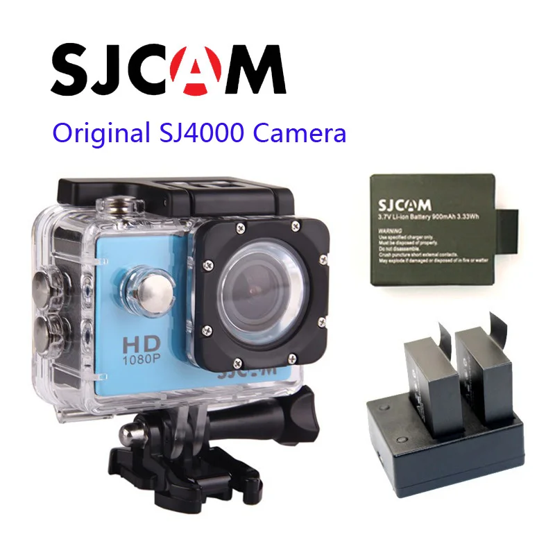 Оригинальная Водонепроницаемая Экшн-камера SJCAM SJ4000 Full HD 1080 P, спортивный видеорегистратор+ 1 дополнительная батарея+ двойное зарядное устройство