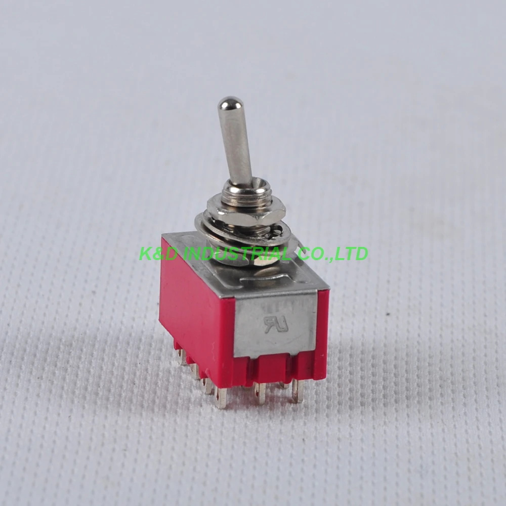 

2pcs ON-ON 4PDT 12pin Terminal Red Toggle Switch Guitar Amp fr 2A 250VAC 6A