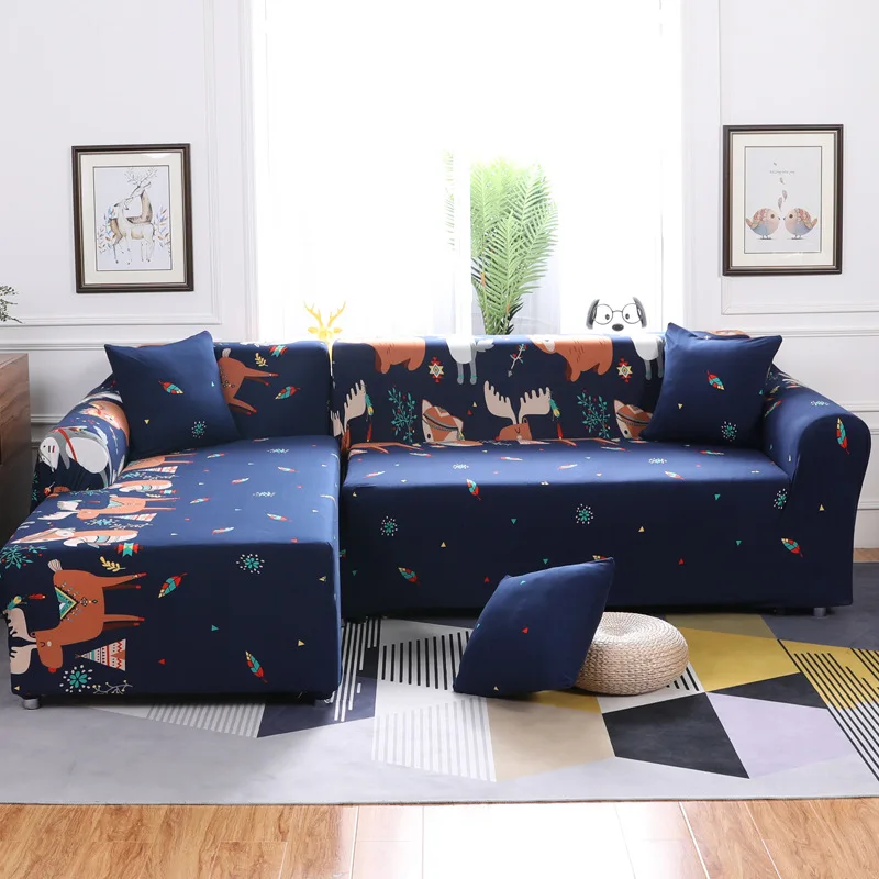 

Knitted Elastic Printed Cartoon Sofa Cover Lovely Cats Spandex Sofa Cover Sectional Couch Cover All-inclusive Couch Cover