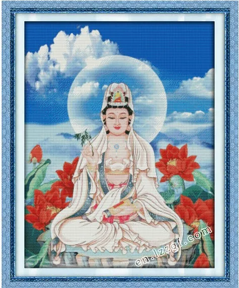 Kwan-yin сидя на платформе лотоса (3) набор крестиков штампованный 14ct 11ct ручная