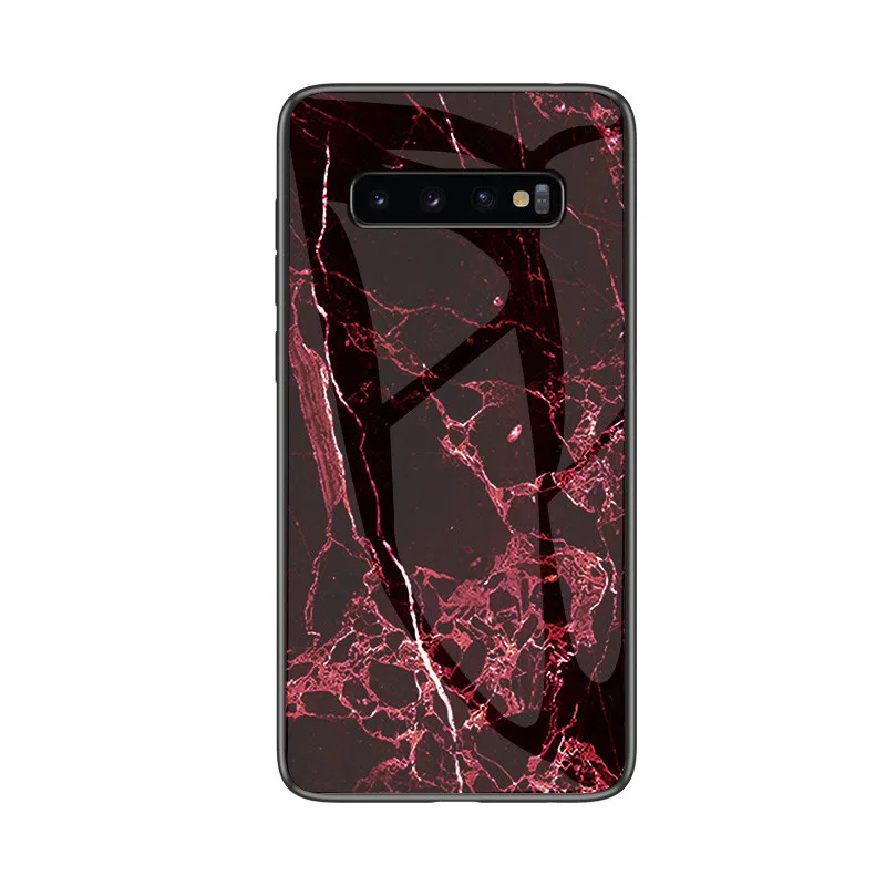 Закаленное Стекло чехол для Samsung Galaxy S10 плюс S10e A8S M10 M20 S9 S8 A9S A6S A750 J4 J6 Примечание 10 8 9 чехол Чехол под мрамор Funda - Цвет: Blood Marble