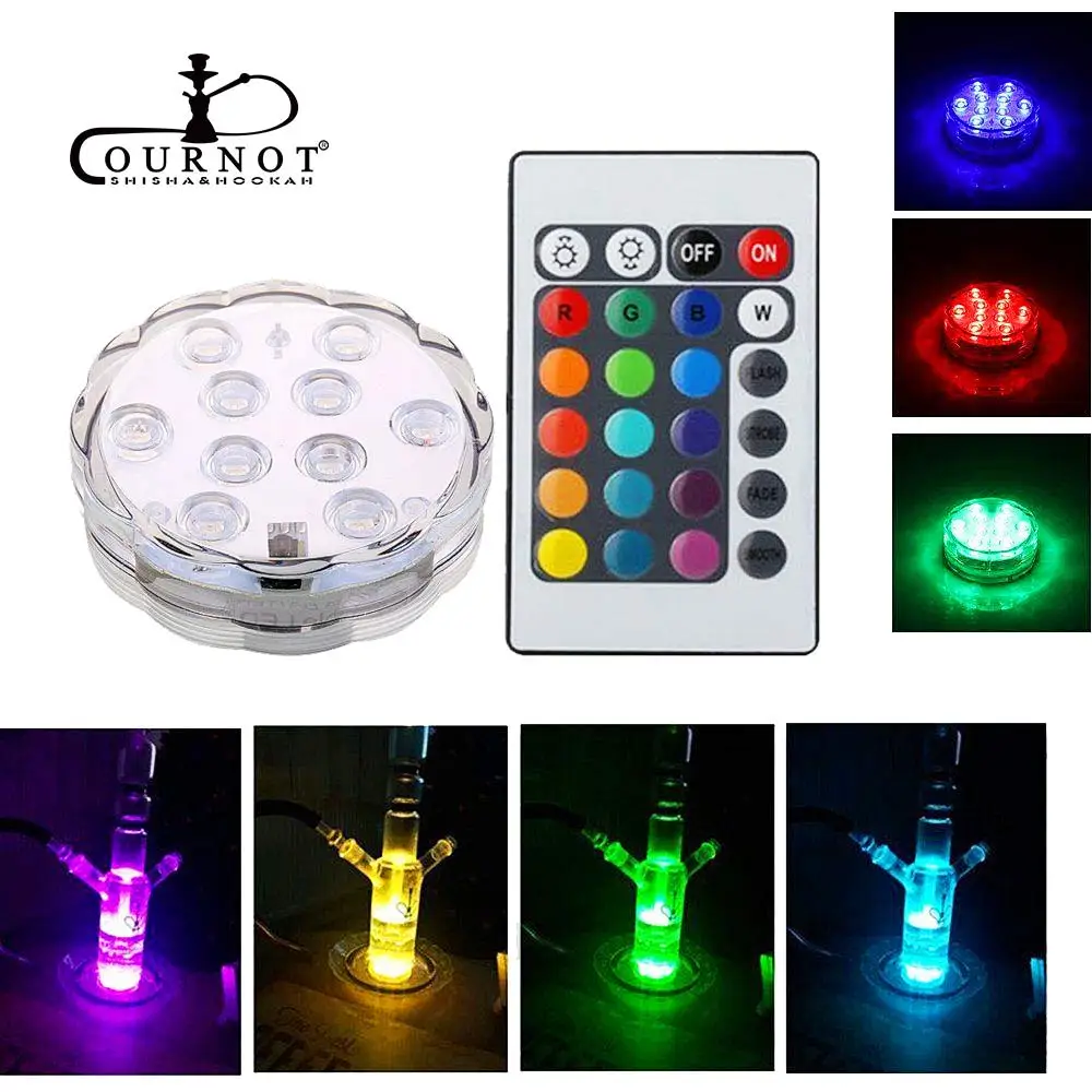 

Battery Operated LED Light for Shisha Hookah Narguile Bar Party Decoration With Remote Control Water Pipe Colored LED Light