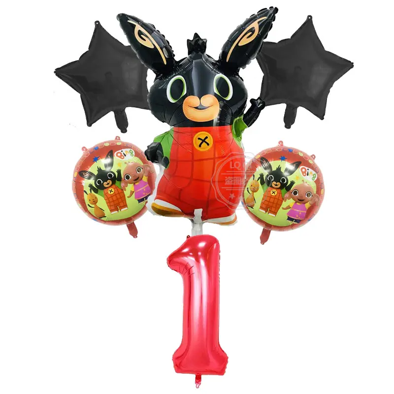 

6pcs 86*60cm Bing Bunny Foil Balloon Cartoon Rabbit Balloons 30inch Number Baby 1 2 3 4 5th Birthday Party Decor Supplies Toys