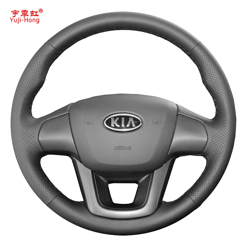 

Yuji-Hong Artificial Leather Car Steering Covers Case for KIA K2 2011-2012 Hand-stitched Wheel Cover