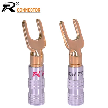 

2pcs Y/U Type Brass Speaker Plugs Audio Screw Fork Spade Connector Gold plated powercon BINDING POST banana connector