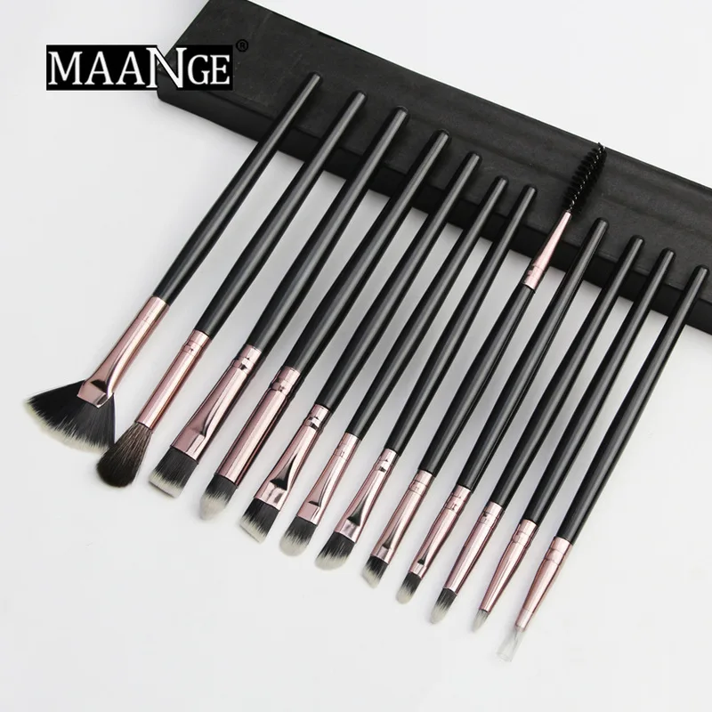 

MAANGE Pro 12 pcs/lot Makeup Brushes Set Eye Shadow Blending Eyeliner Eyelash Eyebrow Brush For Makeup Wholesale pinceau sourcil