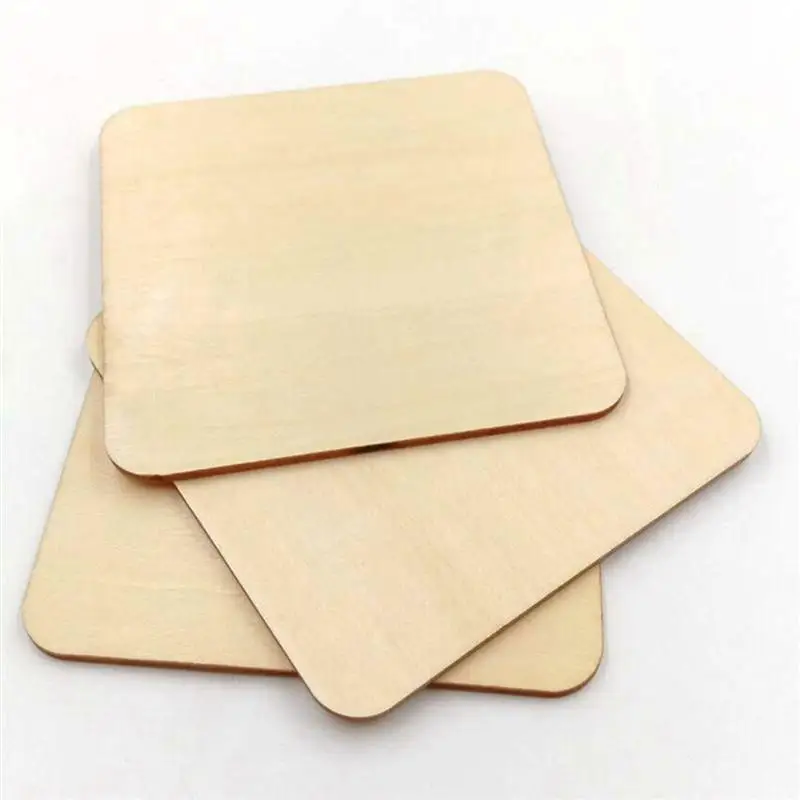 24pcs Natural Wooden Cup Mat Coaster 10cm Solid Color Square Heat Resistant Household Cup Drinks Bowl Pad Kitchen Supplies A3