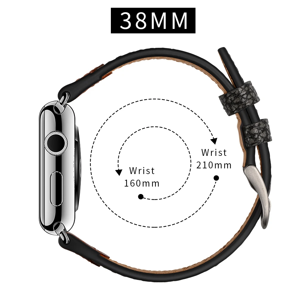 Ремешок ZLIMSN из натуральной кожи для наручных часов черный подходит Apple iwatch 42 мм 38
