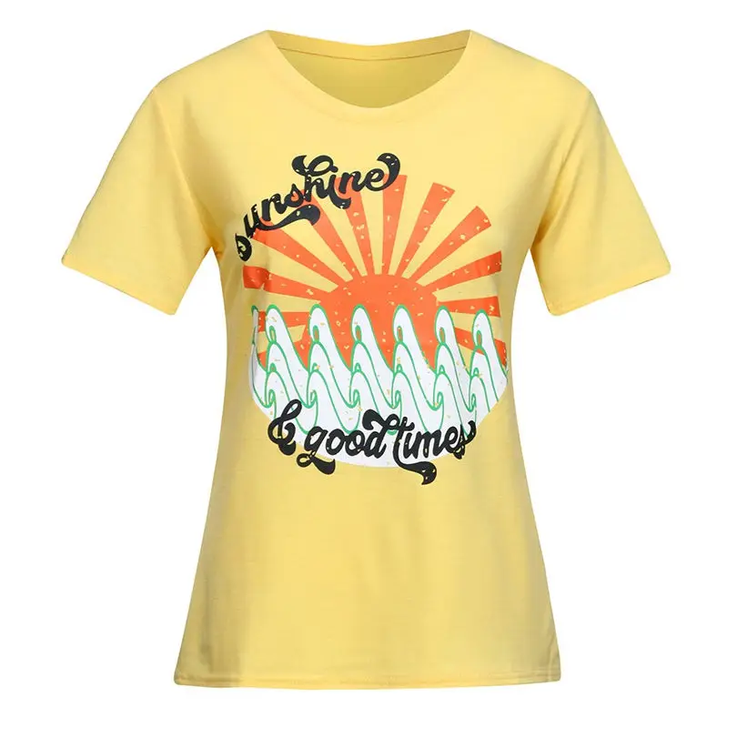 New Fashion Women Summer VintageShort Sleeve Brief Tops Causal Daily Printed Shirt  T Shirt Tee Top #4F10 (1)