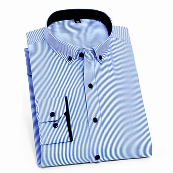 

Men Casual Shirts Fashion Long-sleeved Koszula Patchwork Striped Brand Male Dress Shirts Designer Formal Slim Fit Work Clothing