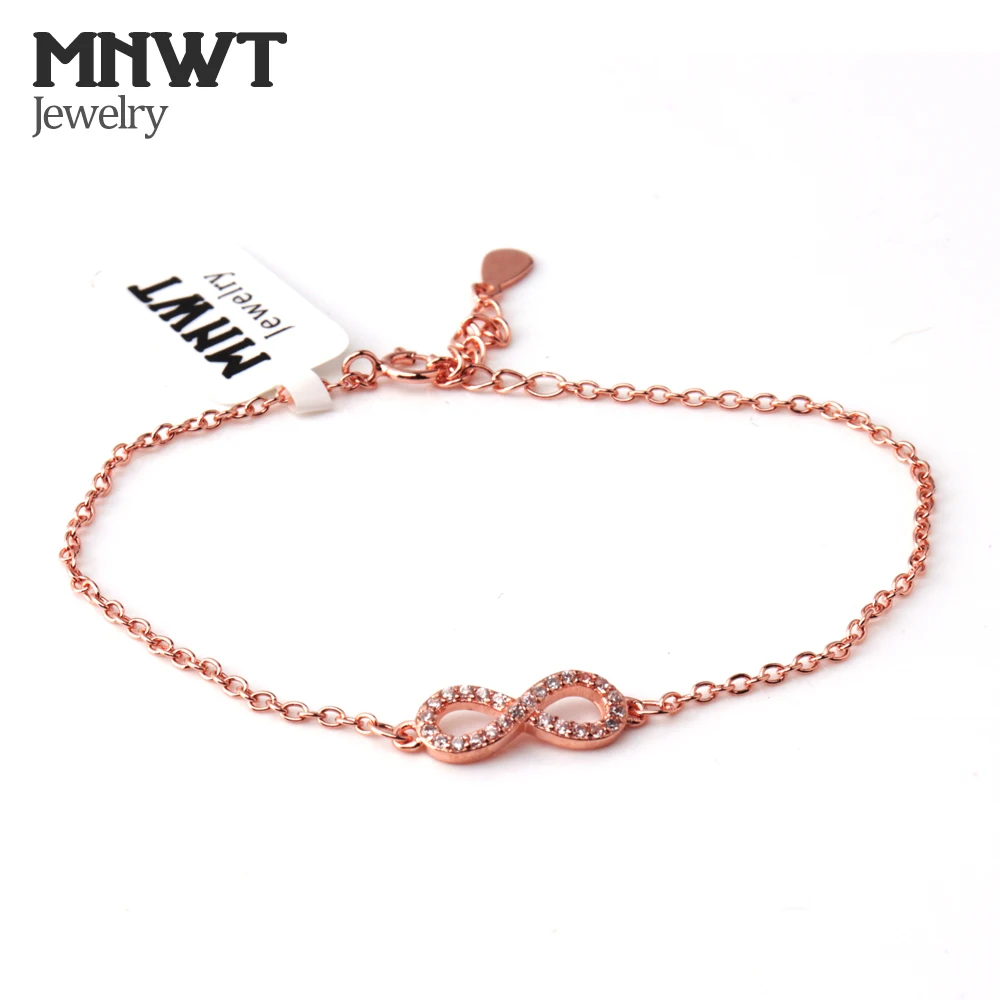 

MNWT Zircon Rose Gold/Silver Bracelets 8 Infinity Bracelet European And American Popular Bracelet Women Gift Simple Jewelry
