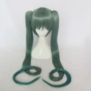 

Vocaloid Miku Green 2*120cm Double Ponytails Chip On Synthetic Cosplay Costume Wig