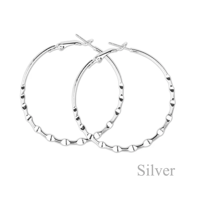 Золотые, серебряные, большие серьги кольца для женщин, 5 см, модные женские аксессуары, хит, простые серьги - Окраска металла: Silver