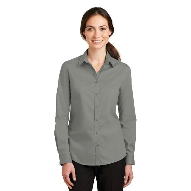Port Authority L663 Ladies Super Pro Twill Shirt Monument Grey - Medium