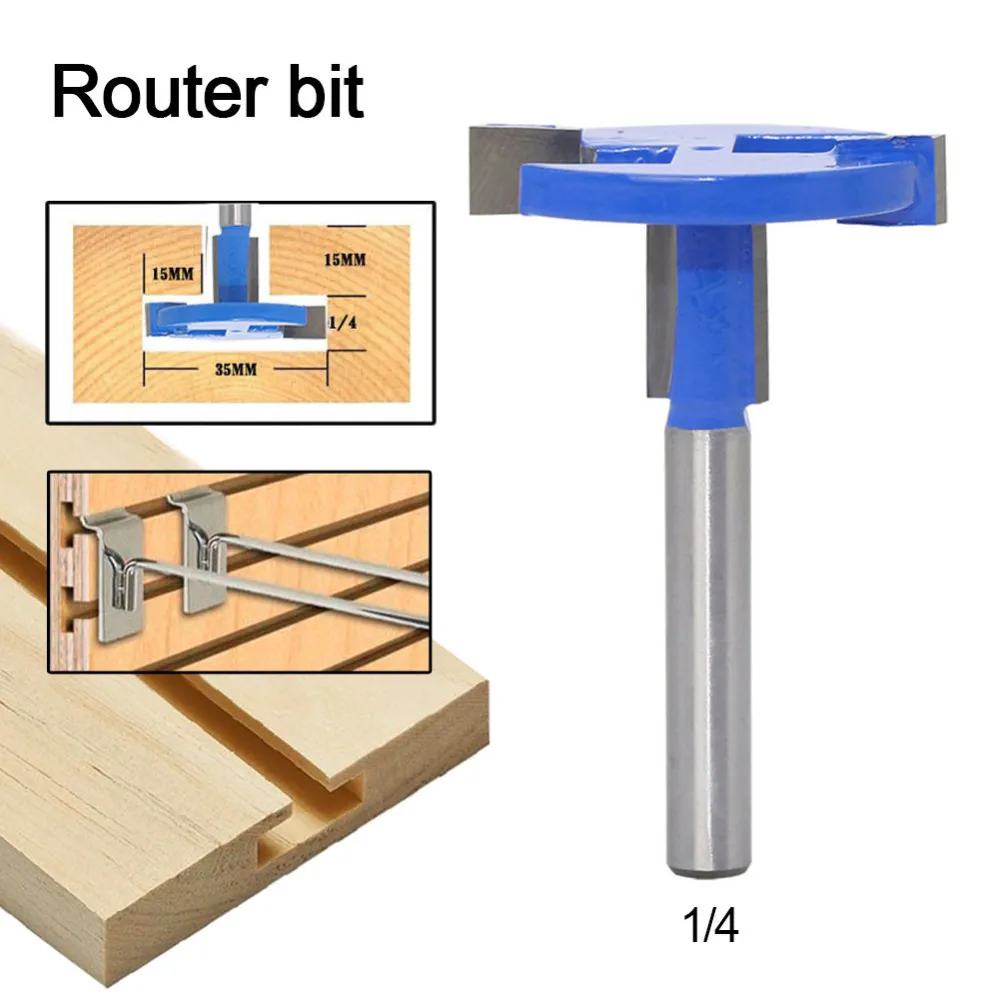 

1PC 1/4'' Shank Straight T-Track T-Slot Router Bits Milling Woodworking Cutter Tool Straight Edge Blade Router Bit Hand Tools B4