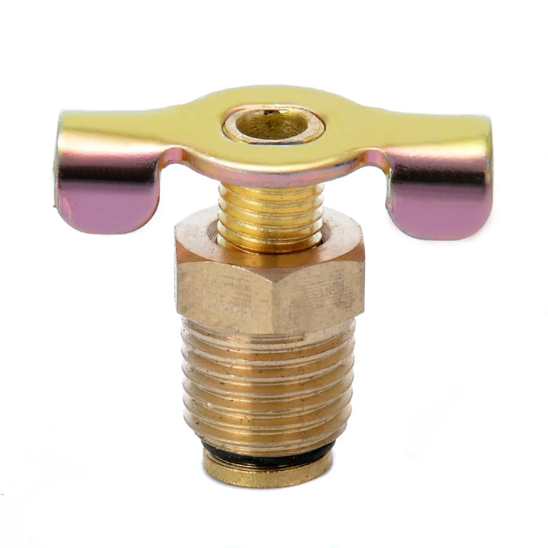 1pc 1/4" NPT Brass Drain Valve Gold Tone Tank Valve with Corrosion