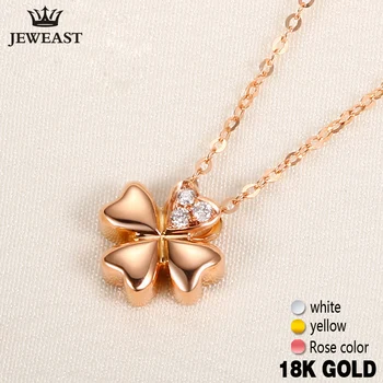 شراء18k الذهب عقد ألماس قلادة الإناث النساء فتاة ملكة جمال هدية سلسلة سحر البرسيم العصرية حزب روز الأبيض الأصفر انخفاض الشحن