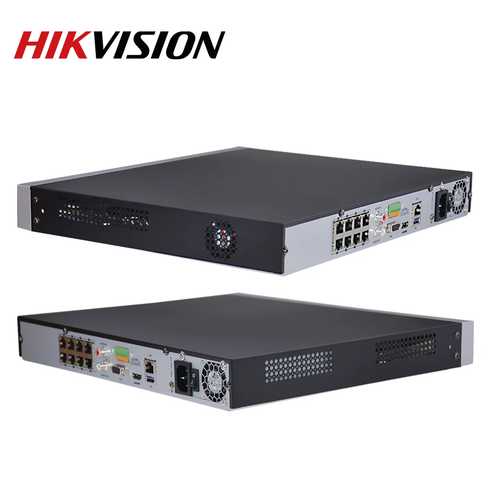 Hikvision NVR DS-7608NI-K2/8 P 8CH POE NVR 8MP 4K запись 2 SATA для камеры POE безопасности сетевой видеорегистратор