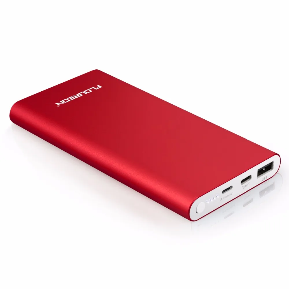 Floureon power Bank 12000 мАч 2GN-C 3A выход Dual usb type C освещение внешнее зарядное устройство для iPhone X iPad смартфонов