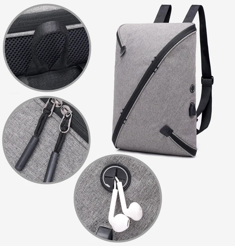 14 14.6 15 15.4 Inch with USB AUX Interface Nylon Notebook Laptop Backpack Bags Case for macbook 15 men women student