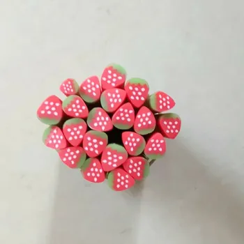 

a-14 Free Shipping 100pcs/lot 5mm Red Strawberry Cane Fancy Nail Art Polymer Clay Cane Nail Art Decoration