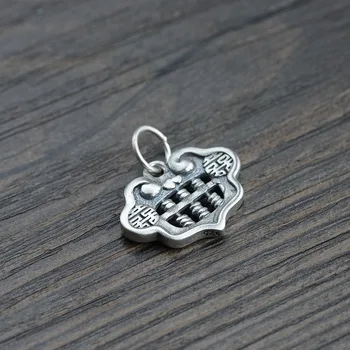 

FNJ 925 Silver Abacus Pendant Both Side Hang Original Pure S925 Thai Silver Pendants for Women Jewelry Making