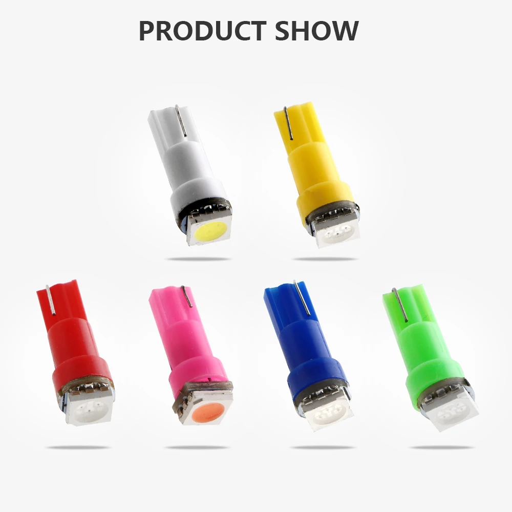 10 шт. T5 5050 1 SMD 1LED лампы с клиновидным основанием для приборной панели сигнальные