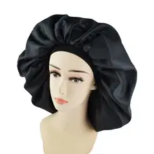 45 см сплошной цвет длинные волосы уход для женщин атласная шапка-капот Ночная шапочка для сна шелковая голова обёрточная Регулировка шапочка для душа
