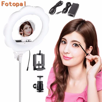 

Fotopal ES384 White LED Bettery 2700 Lumens Ring Light LED Phone Photo Camera Video Light with Makeup Mirror LED Lamp Bags