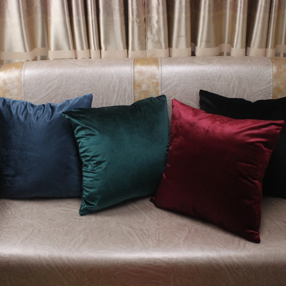 Comfortable Solid Colors Luxury Velvet Cushion Cover Custom Size Decorative Throw Pillow Covers ...