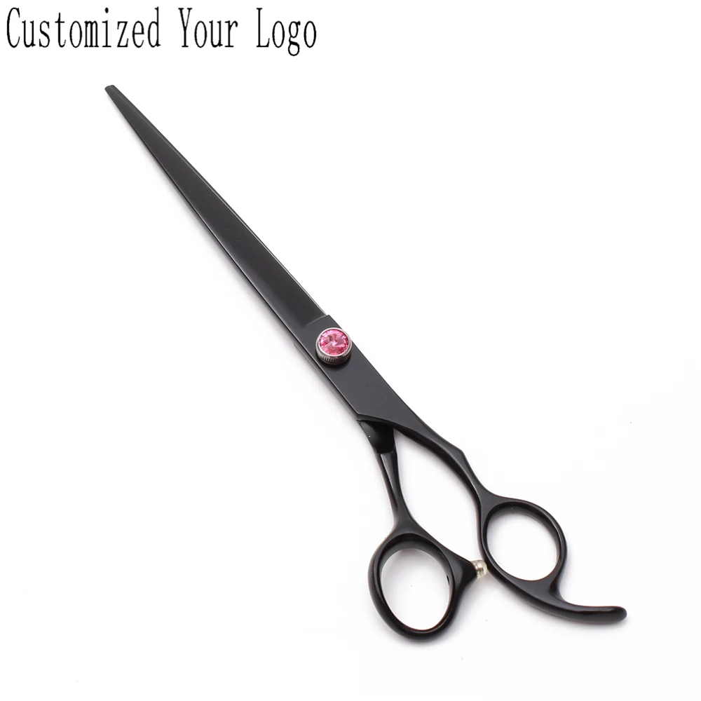 

8 inch 22.5cm 440C Black Customized Logo Cutting Shears Regular Scissors Pets Scissors Grooming-for-dog Animal Shears Add Bag