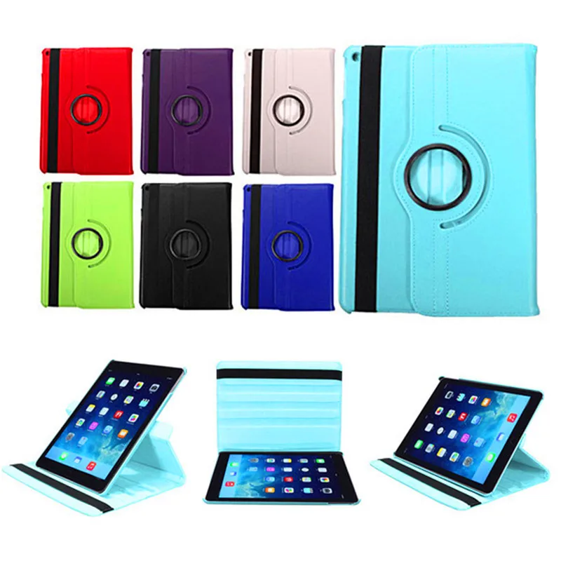 

360 Rotating PU Leather Flip Stand Swivel Magnetic Solid Smart Case Cover Universal for iPad Air 2 for iPad 9.7'' Tablet Series
