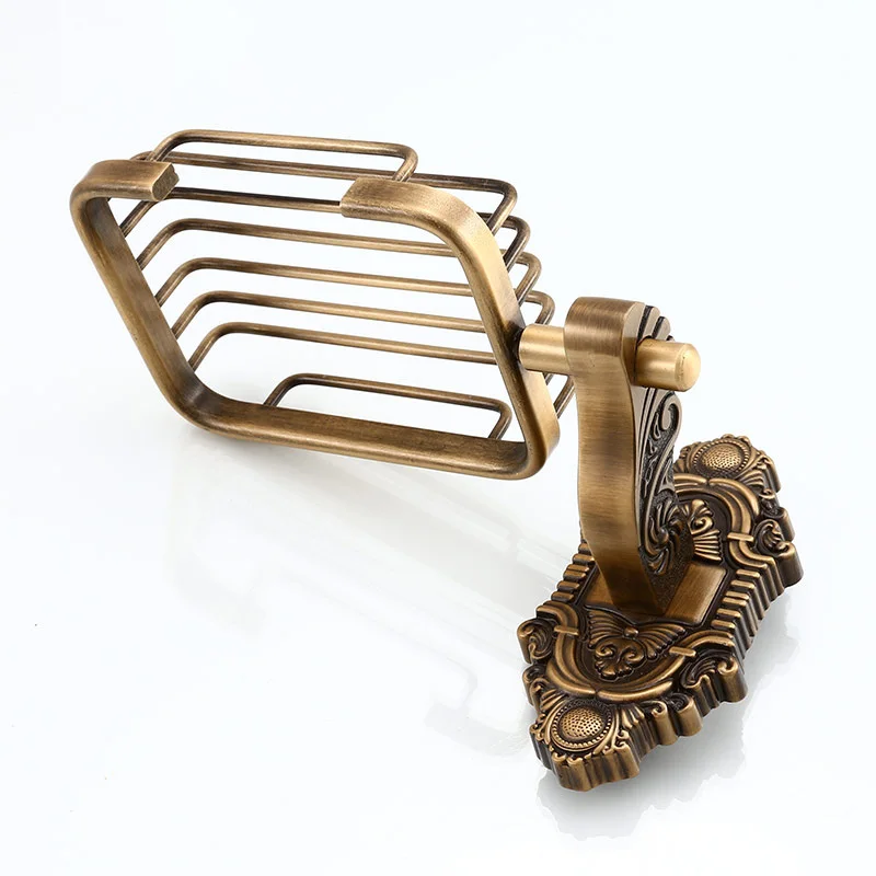 Gold antique soap rack European soap drainer holder creative wall hanging soap shelves toilet  bathroom organizer
