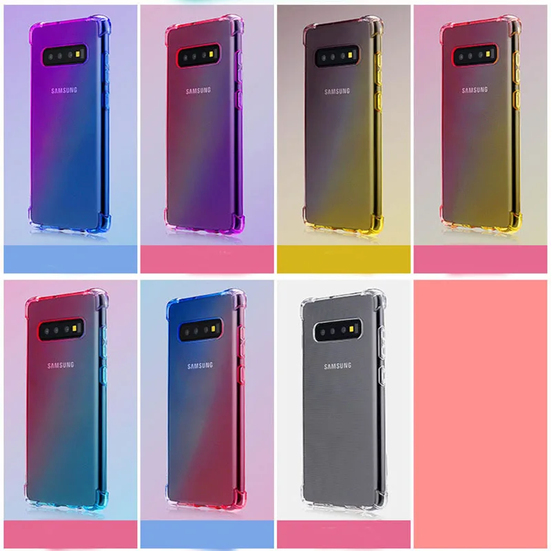 

For Samsung Galaxy S10 A40S Plus S10e M20 Gradient Phone Case For Note9 M10 Colorful Silicone Cover Case Anti-fall Phone Cover