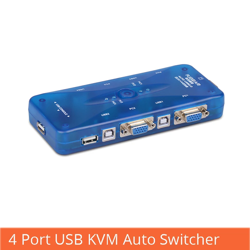 4 порта USB KVM Автоматический коммутатор 4 в 1 выход vga переключатель несколько компьютеров поделиться набором мыши и клавиатуры дисплей FJ-104UK