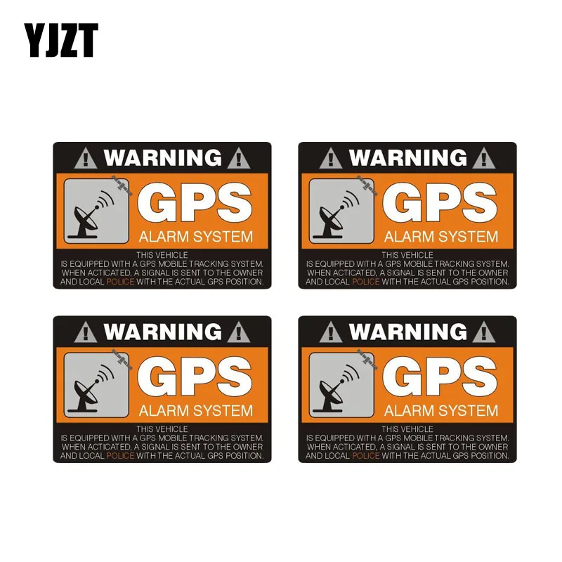 

YJZT 4X 8CM*5.3CM Warning Car Sticker GPS Alarm System Decal PVC 12-0911