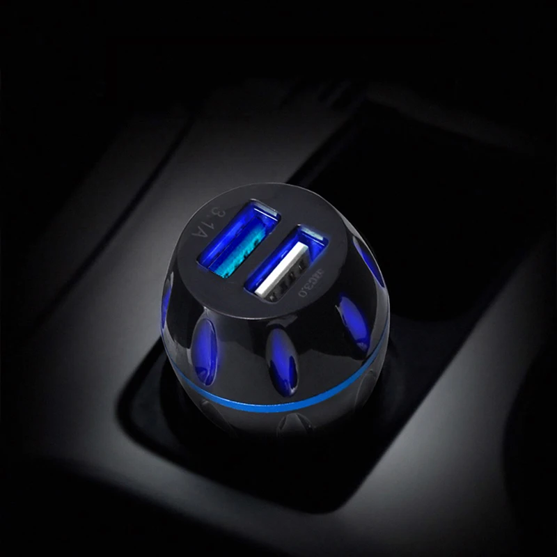 AMEEC Car Charge 5V 3.1A 2 USB Auto Chargers Mobile Phone Car-Charge QC 3.0 Auto Charging Led Display Support Drop Shipping (4)