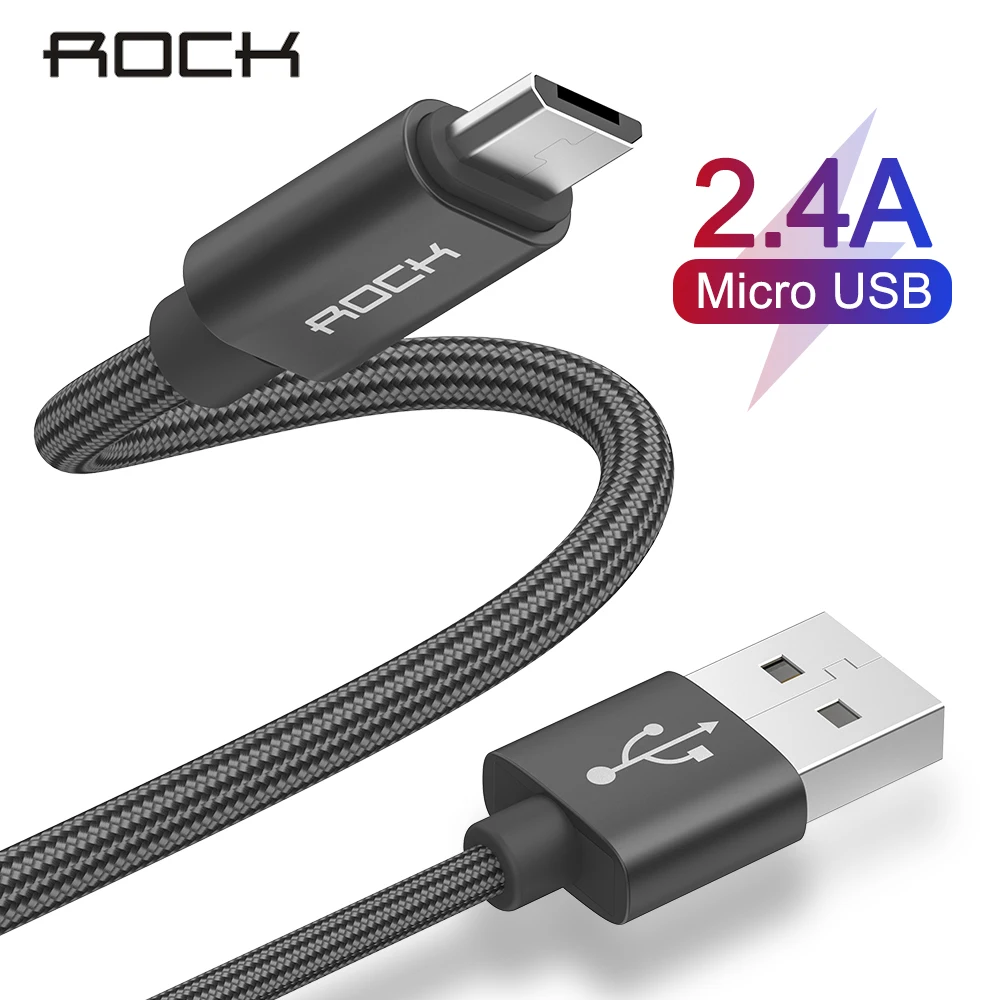 

ROCK Micro USB Cable 2A For Samsung S4 S5 S6 S7 Xiaomi Redmi Note 4x For Huawei Android Phone Fast Charge Nylon Braided Charger