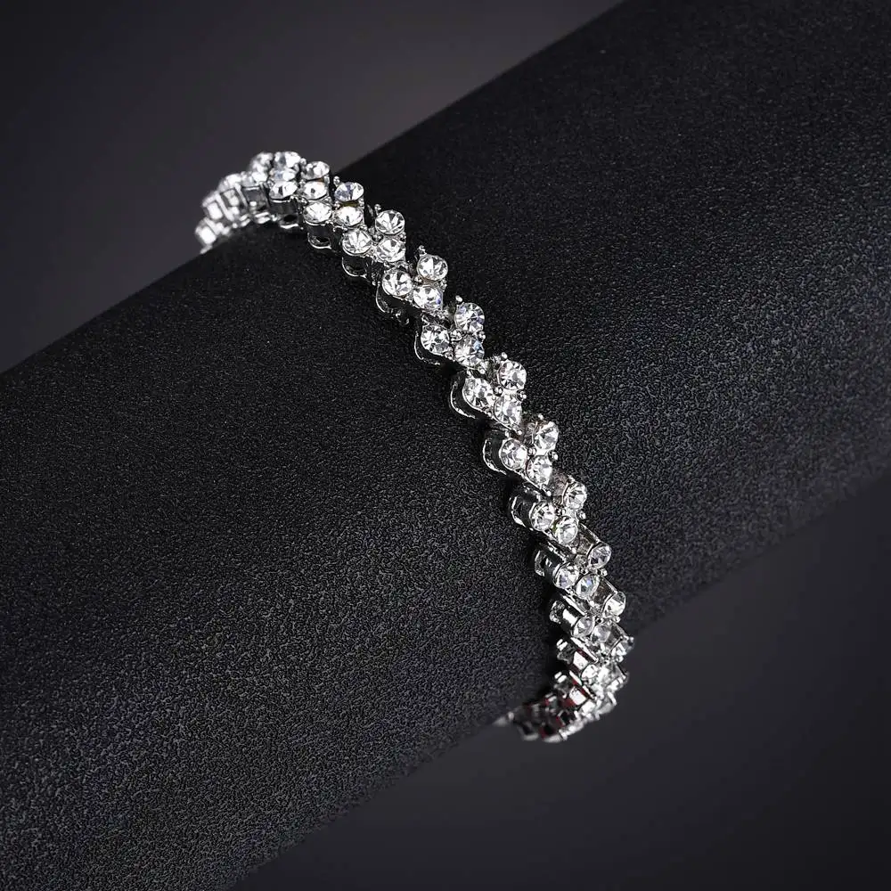 MissCyCy модные браслеты с кристаллами в форме сердца для женщин, Роскошные браслеты и браслеты цвета розового золота, свадебные ювелирные изделия, подарок - Окраска металла: Посеребренный